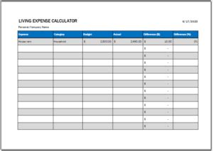 living expense calculator.